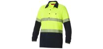 Mens Koolgear Hi-Visibility Two Tone Long Sleeve Ventilated Polo With Segmented Tape