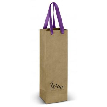 Wine Ribbon Handle Paper Bag