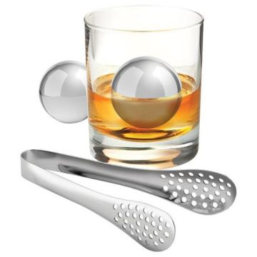 Ice Ball Set With Tongs and Velvet Pouch in Magnetic Gift Box AVANTI 