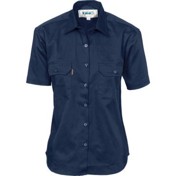 Ladies Cotton Drill Work Shirt - Short Sleeve