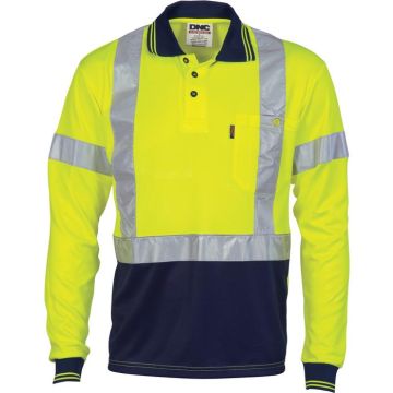 Hivis D/N Cool-Breathe Polo Shirt With Cross Back R/Tape - Long Sleeve
