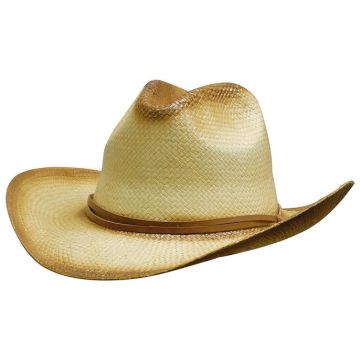 Sprayed Cowboy Straw Hat Leather Drawstring