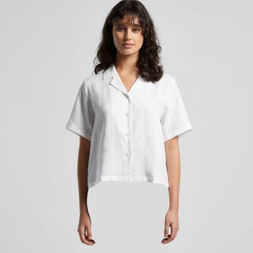 Womens Linen Short Sleeve Shirt