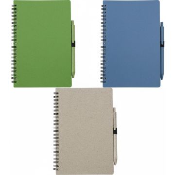 Wheat straw notebook with pen Massimo
