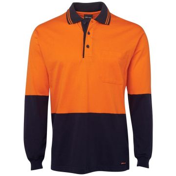 Hi Vis Long Sleeve Cotton Polo