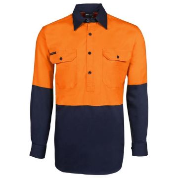 Hi Vis CLOSE FRONT LONG SLEEVE 190G SHIRT
