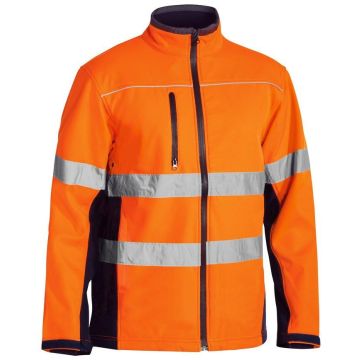 Taped Hi Vis Soft Shell Jacket - Orange/Navy