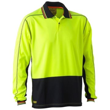 Hi Vis Polyester Mesh Modern Fit Polo - Yellow/Navy