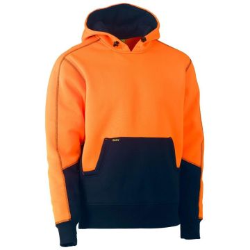 Hi Vis Fleece Hoodie Pullover - Orange/Navy