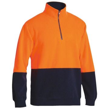 Hi Vis Polar fleece Zip Pullover  - Orange/Navy