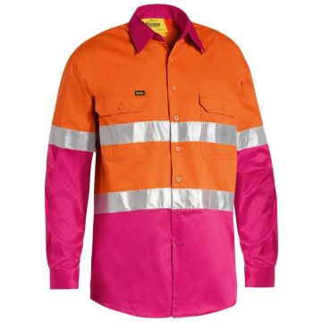 Taped Hi Vis Cool Lightweight Shirt - Orange/Pink