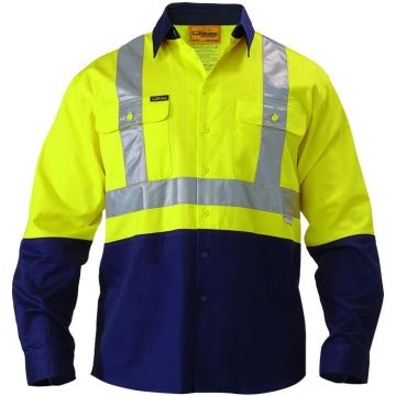 3M Taped Hi Vis Drill Shirt - 2 Tone Long Sleeve - 1 Reflector