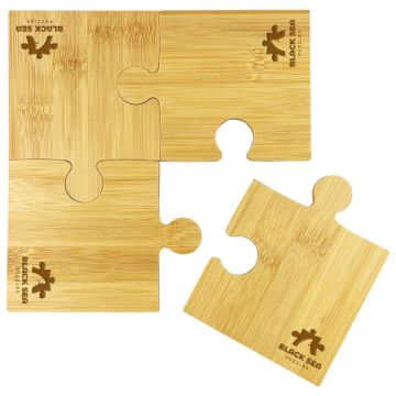 Puzzle Bamboo Coaster Set