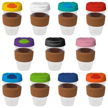 16oz/535ml Clear Plastic Karma Kup Cork Band Plastic Flip Lid