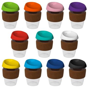 12oz/340ml Clear Plastic Karma Kup Cork Band Silicon Lid