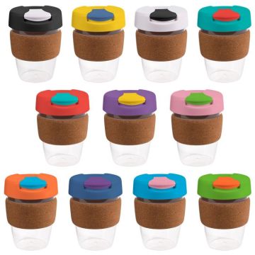 12oz/340ml Clear Plastic Karma Kup Cork Band Plastic Flip Lid
