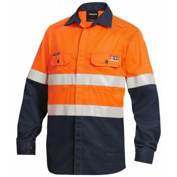 Shieldtec Lenzing FR Hi-Vis Spliced 2Tone Open Front Taped Shirt
