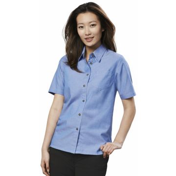 Ladies Wrinkle Free Chambray Short Sleeve Shirt