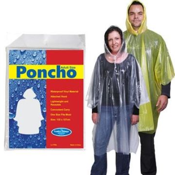 Reusable Polythene Poncho In Clear Poly Bag