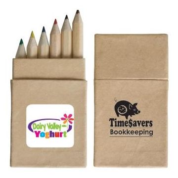 Mini Coloured Pencils In Recycled Cardboard Box