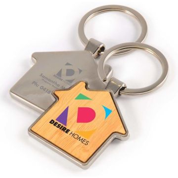 House Bamboo Zinc Keytag