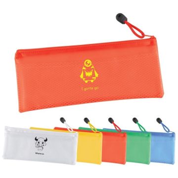 PVC Pencil Case/Organiser with Zipper and Mesh Divider