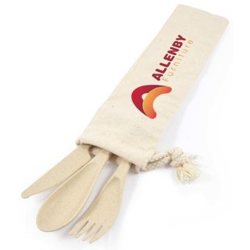 Delish Eco Cutlery Set in Calico Pouch