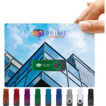 Swivel USB Flash Drive on Custom Backing Card