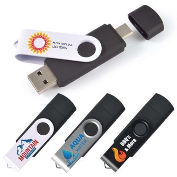 Swivel USB Flash Drive Dual 8GB