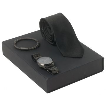 Set Textum Black (watch, Bracelet & Silk Tie)