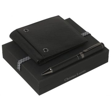 Set Endos Black (ballpoint Pen & Money Wallet)