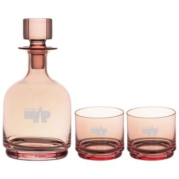 M&W Glamour Stacked Decanter Set 3pc Pink