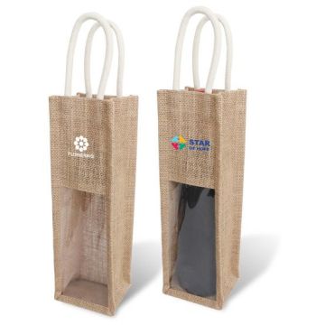 Jute Wine Carrier with Window