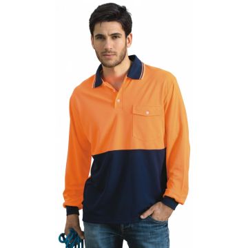 Unisex Adults Hi-Vis Safety Polo - Long Sleeve