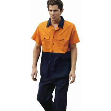 Unisex Adults Hi-Vis Cotton Twill Shirt S/S
