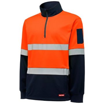 Mens Hi Vis 2Tone 1/4 Zip Brushed Fleece Jumper With Tape