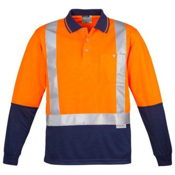 Mens Hi Vis Spliced Polo - Long Sleeve Shoulder Taped