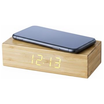 Bamboo wireless charger and clock Rosie