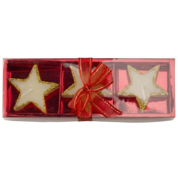 Three star-shaped candles Lorna