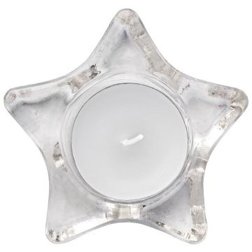 Star-shaped glass candle holder, including candle Nisha