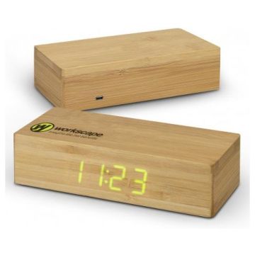Bamboo Wireless Charging Clock