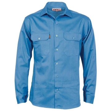 Cotton Drill Work Shirt With Gusset Sleeve - Long Sleeve