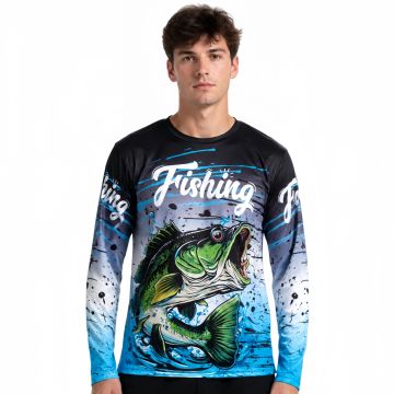 Men's Polyester Spandex Sublimated Crew Neck Long Sleeves Fishing Shirt