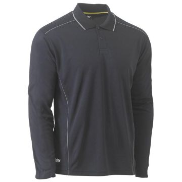 Cool Mesh Modern Fit Polo with Reflective Piping - Charcoal