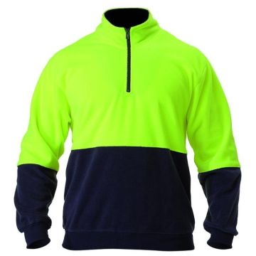 Hi Vis Polarfleece Zip Pullover - 2 Tone Long Sleeve