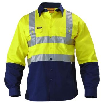 3M Taped Hi Vis Drill Shirt - 2 Tone Long Sleeve - 2 Reflectors