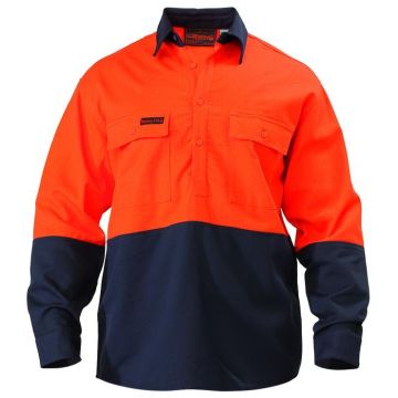 Closed Front Hi Vis Shirt - Indura Ultra Soft Flame Resistant