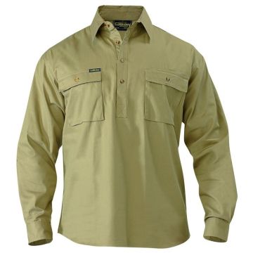 Closed Front Hi Vis Drill Shirt - Long Sleeve