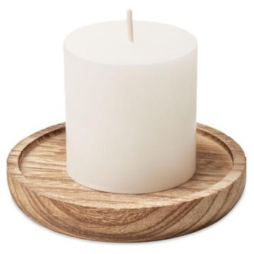 Candle On Wooden Plate