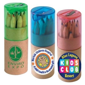 Coloured Pencils In Cardboard Tube With Sharpener